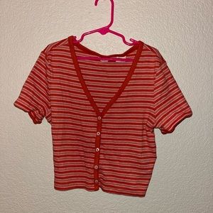 Orange and red striped crop top